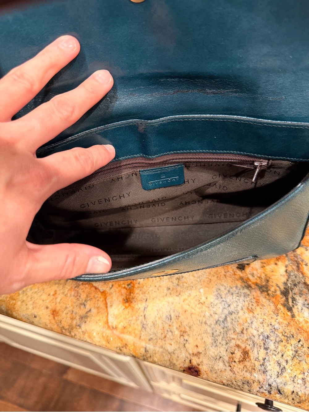 Givenchy Teal Leather Shoulder Bag - Picture 8 of 8